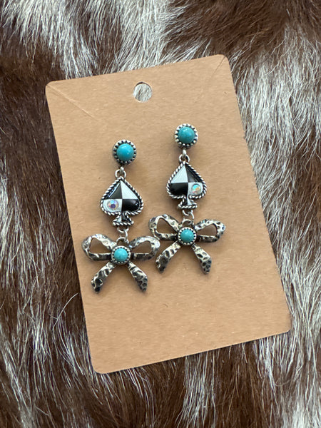 Western Spade & Bow Earrings