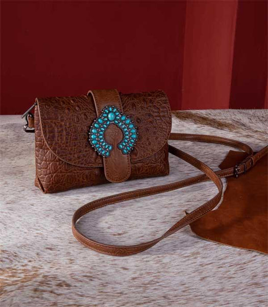 Wrangler Croc Embossed Crossbody - Brown