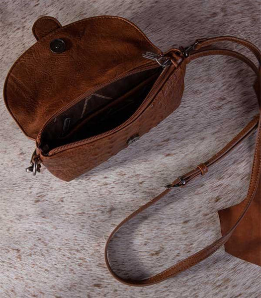 Wrangler Croc Embossed Crossbody - Brown