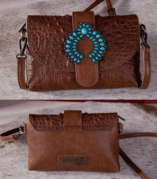 Wrangler Croc Embossed Crossbody - Brown