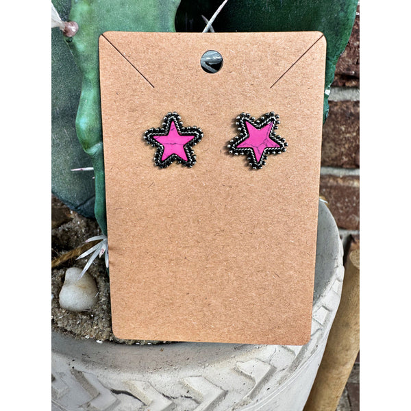 Pink Star Stud Earrings