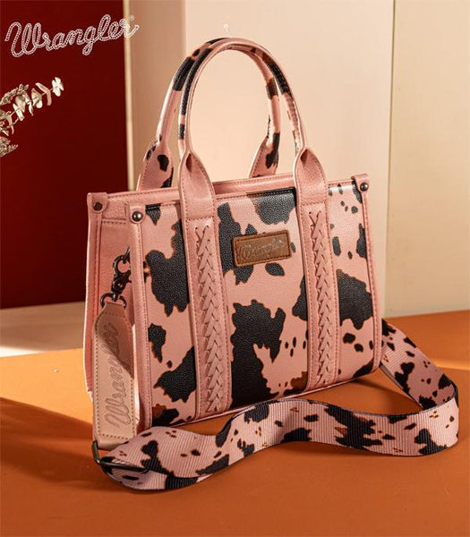 Wrangler Cow Print Concealed Carry Tote/Crossbody - Pink