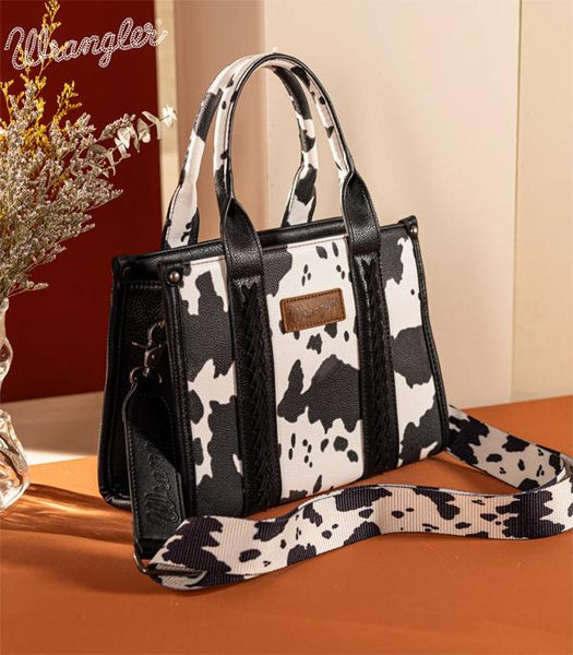 Wrangler Cow Print Concealed Carry Tote/Crossbody - Black