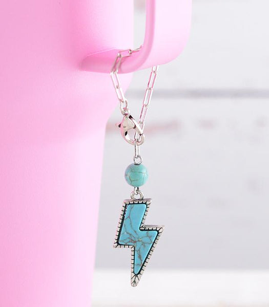 Punchy Turquoise Bolt Tumbler Charm