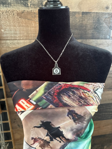8 Ball Cattle Tag Necklace