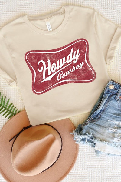 Howdy Cowboy Graphic Tee - Multiple Colors