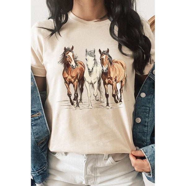 Three Horses Western Graphic Tee