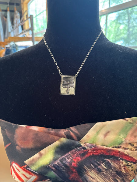 Rectangle Boot Stitch Necklace