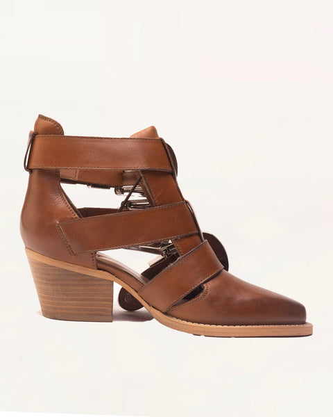 Loyal West Rodeo Ankle Bootie In Calfskin - Bone & Saddle