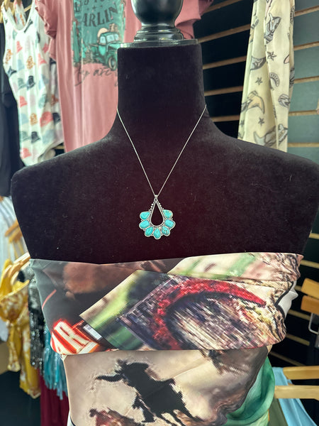 Sterling Silver Chain Necklace with Natural Stone Pendant