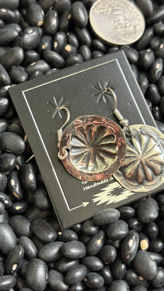 PLAIN ROUND CONCHO DANGLE EARRINGS BY JOAN BEGAY