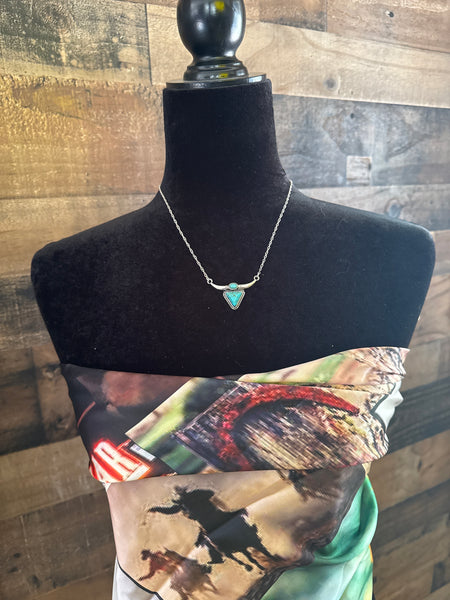 Western Steer Head Stone Pendant Necklace