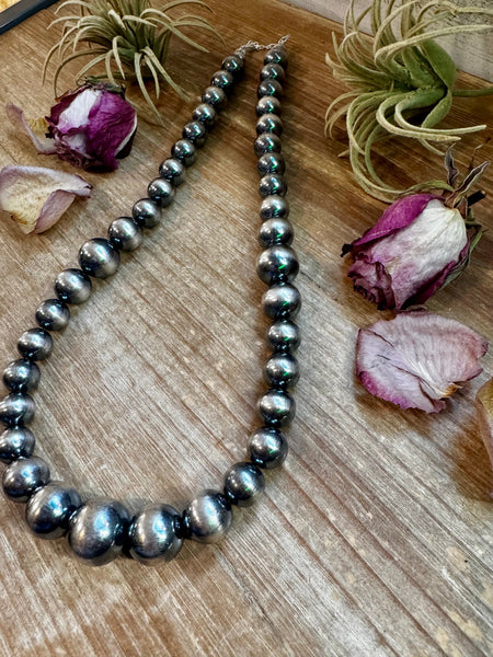 Large Sterling Silver Pearl Necklace – 8mm to 20mm Graduated