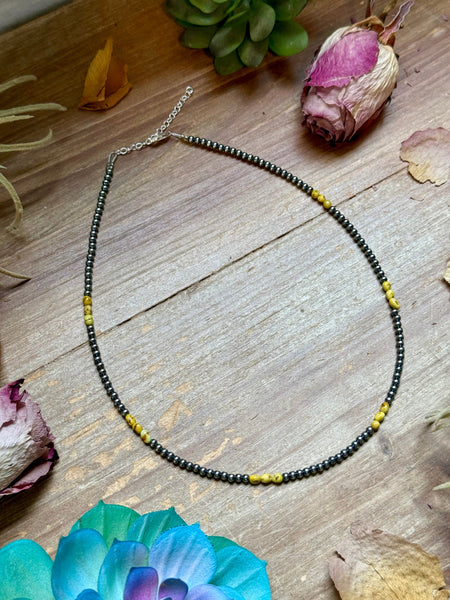 16.5” Palomino Turquoise Necklace – Sterling Silver Pearls