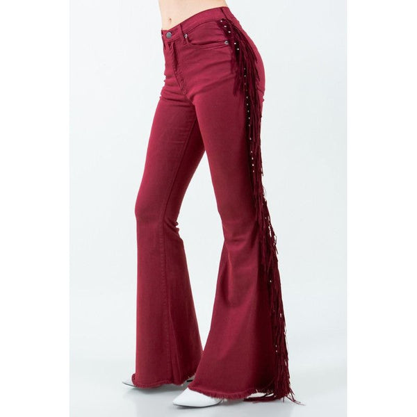 Texas Sun Fringe Bell Bottom Wine - Inseam 30