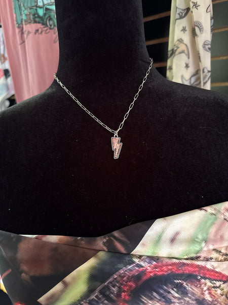 2 Tone Dainty Bolt Necklace