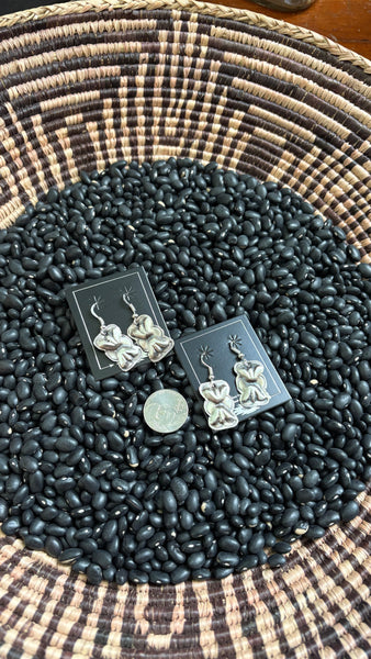 PLAIN BOW TIE CONCHO DANGLE EARRINGS BY JOAN BEGAY