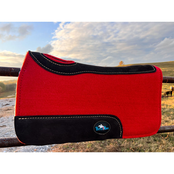 Red Luxe Pony Contoured Felt Top/Fleece Lined Saddle Pad