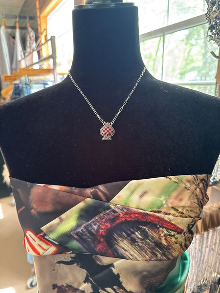 Checker Spade Necklace - Pink