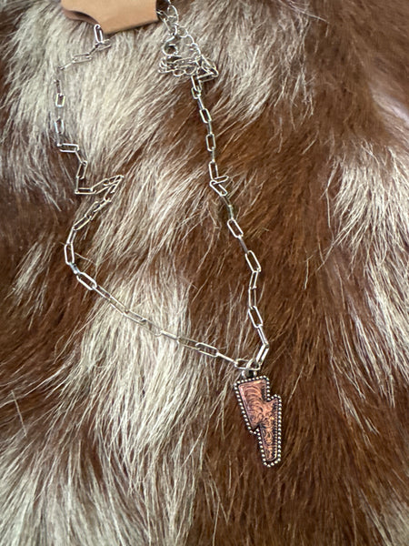 2 Tone Dainty Bolt Necklace