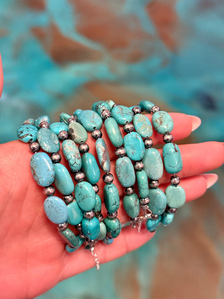Bright Blue Turquoise Bracelet – 6 1/4" – Large Oval