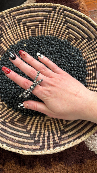 STERLING SILVER PEARL BOW STRETCH RING