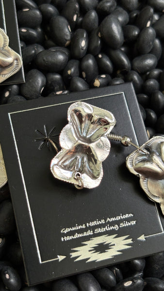 PLAIN BOW TIE CONCHO DANGLE EARRINGS BY JOAN BEGAY