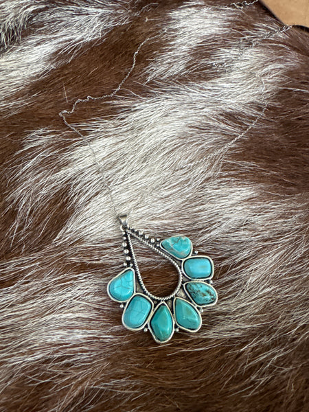 Sterling Silver Chain Necklace with Natural Stone Pendant