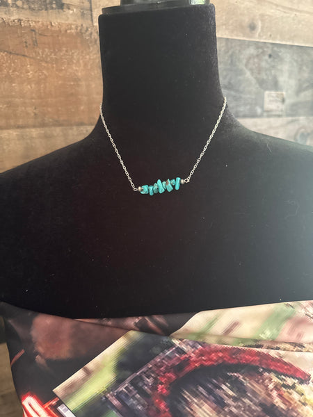 Simple Turquoise Chunk Necklace