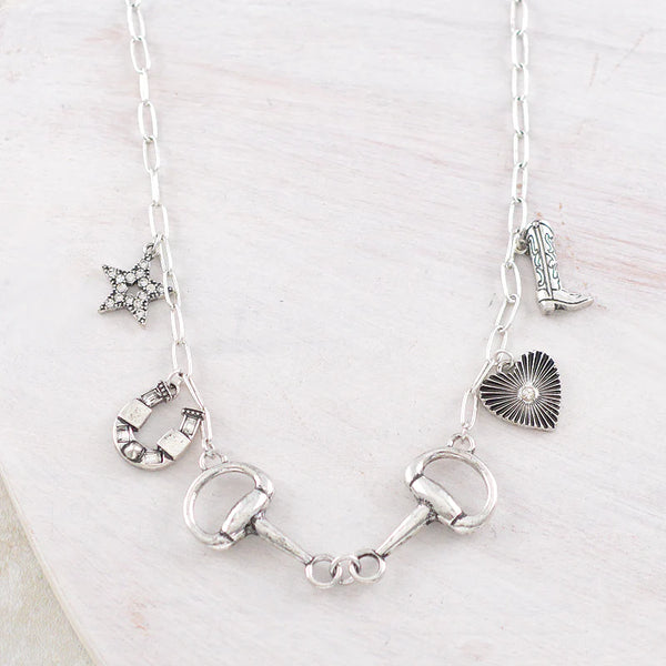 Western Horse Bit Charm Necklace - 2 colors