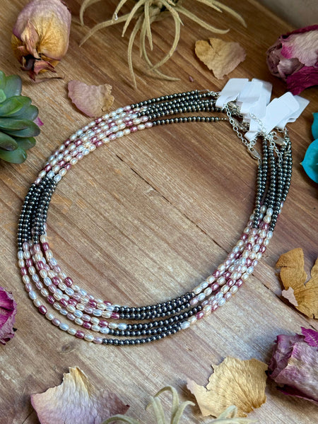 15.25” Pink Freshwater Pearl Necklace – Sterling Silver Pearls