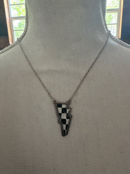 Punchy Checker Bolt Necklace
