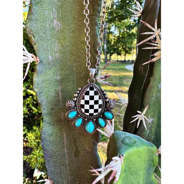 Wild West Checker Drop Necklace