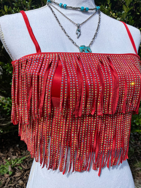 Western Showstopper Studded Fringe Top