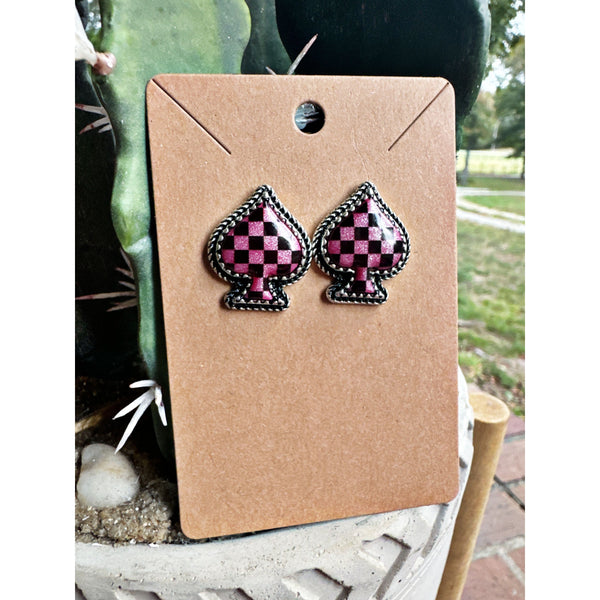 Spade Earrings - Pink