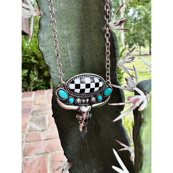 Bull Skull w/ Stone Necklace