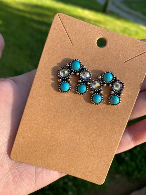 Kaelin Turquoise Rhinestone Squash Stud Earrings