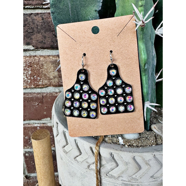 Broadway Babe Cow Tag Earrings