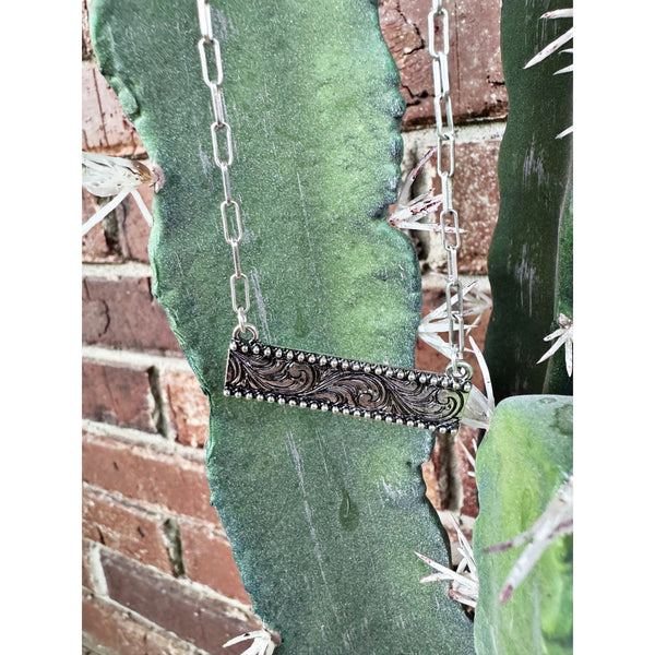 Rodeo Nights Tooled Bar Necklace