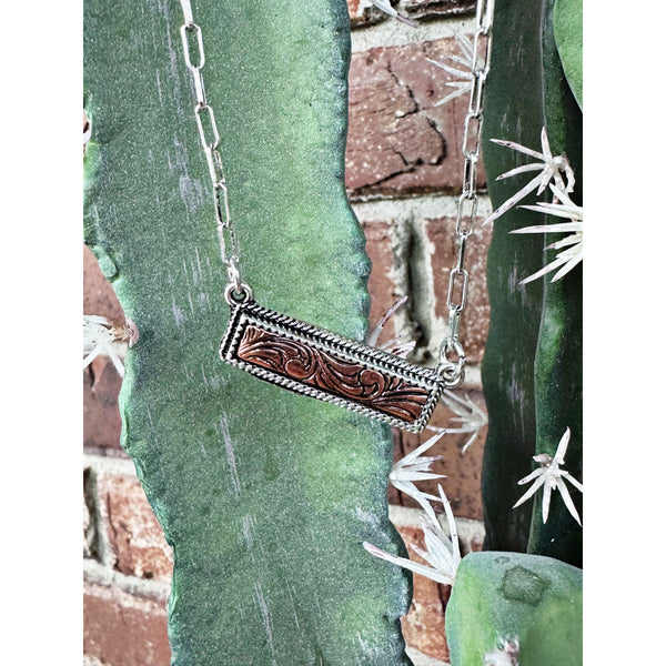 Arena Nights Tooled Bar Necklace - 2 Tone