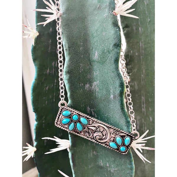 Floral Western Bar Necklace