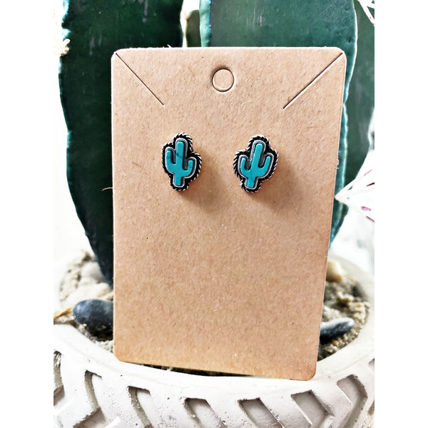 Turquoise Cactus Stud Earrings