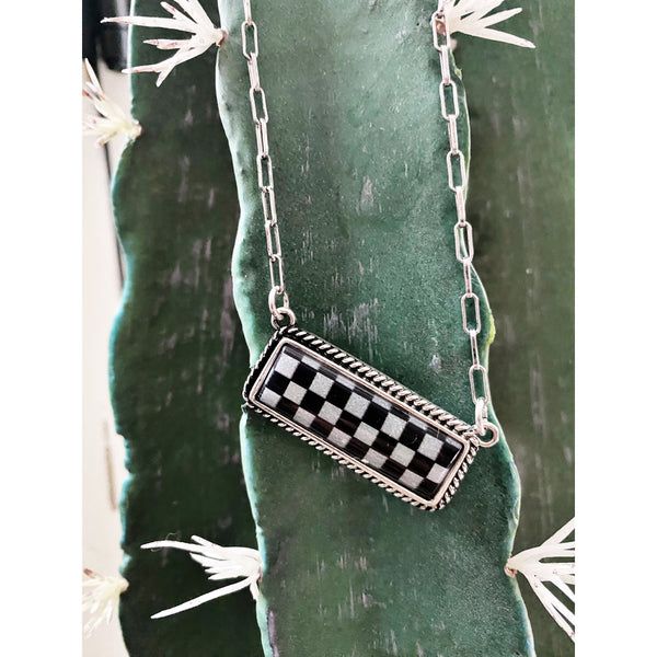 Checkered Bar Necklace