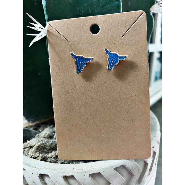 Western Steer Skull Stud Earrings