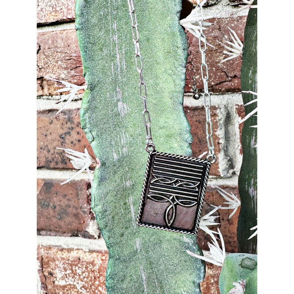 Rectangle Boot Stitch Necklace