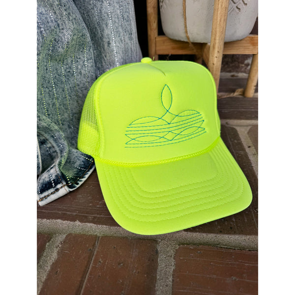 Embroidered Neon Boot Stitch Hat