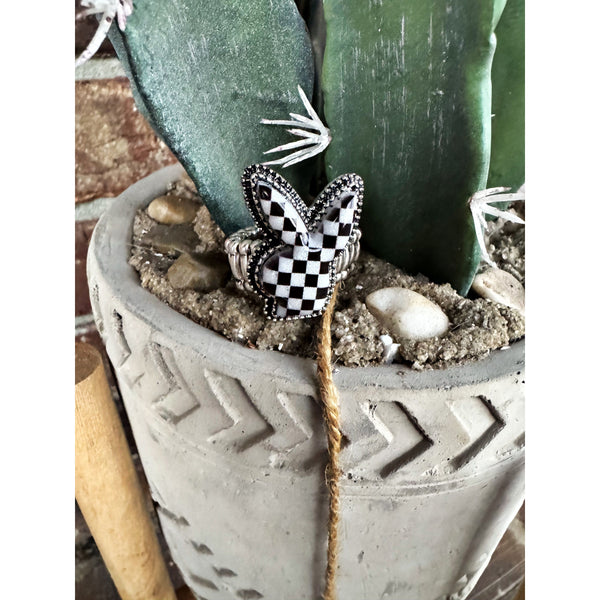 Checker Bunny Stretch Ring
