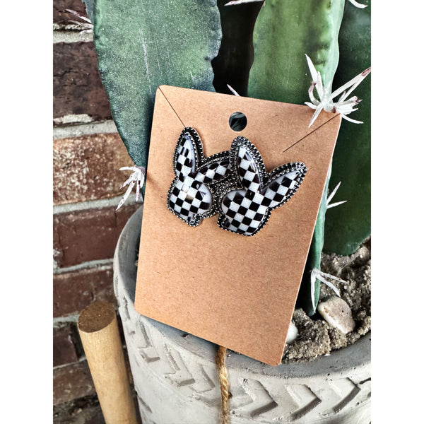 Checker Bunny Stud Earrings