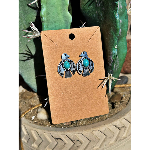 Thunderbird w/ Turquoise Stud Earrings