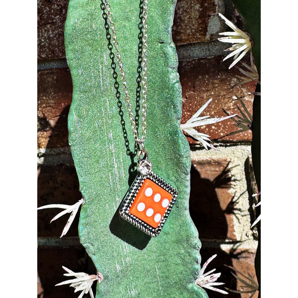 Orange Dice Necklace